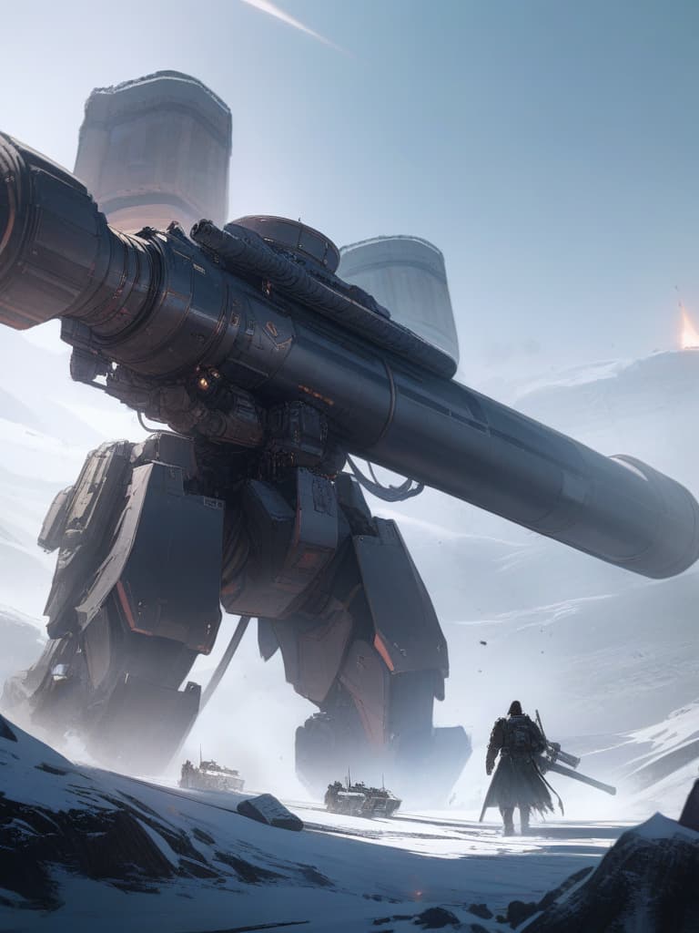  robot,space,full body,gigantic bazooka,flying,hawken,hard surface,super fine art concept,armored core,soldier,snow field,snowly,steam,small lights glowing, masterpiece, best quality,8k,ultra detailed,high resolution,an extremely delicate and beautiful,hyper detail