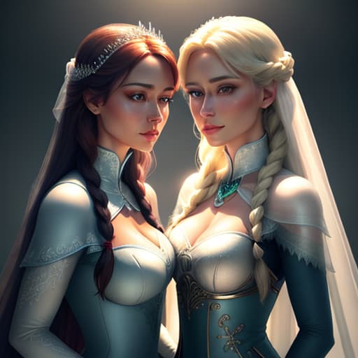  elsa y Anna tomando té hyperrealistic, full body, detailed clothing, highly detailed, cinematic lighting, stunningly beautiful, intricate, sharp focus, f/1. 8, 85mm, (centered image composition), (professionally color graded), ((bright soft diffused light)), volumetric fog, trending on instagram, trending on tumblr, HDR 4K, 8K