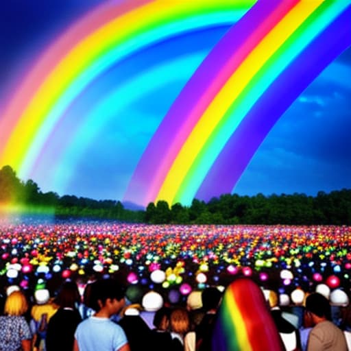  People have come to watch the rainbow