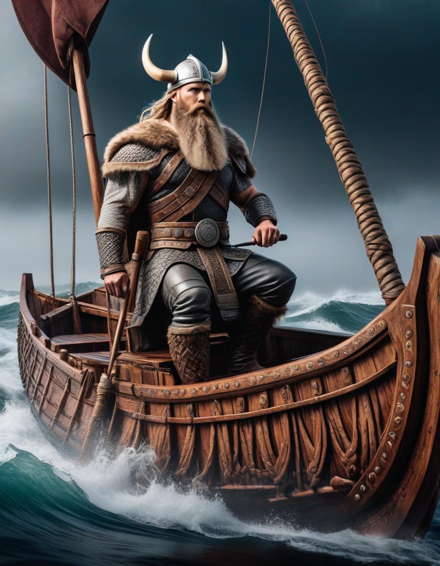  stacked papercut art of A bearded Viking wearing a wolf skin on a traditional Viking boat stands in front, realistic oil painting, Double exposure, high detail rendering, 8k . 3D, layered, dimensional, depth, precision cut, stacked layers, papercut, high contrast hyperrealistic, full body, detailed clothing, highly detailed, cinematic lighting, stunningly beautiful, intricate, sharp focus, f/1. 8, 85mm, (centered image composition), (professionally color graded), ((bright soft diffused light)), volumetric fog, trending on instagram, trending on tumblr, HDR 4K, 8K