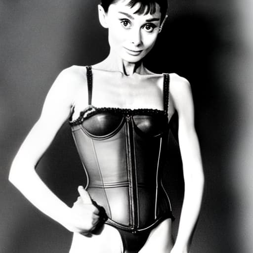  Audrey Hepburn in a leather corset and thong