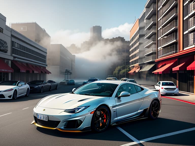  A bright picture An open parking lot with cars A sunny day hyperrealistic, full body, detailed clothing, highly detailed, cinematic lighting, stunningly beautiful, intricate, sharp focus, f/1. 8, 85mm, (centered image composition), (professionally color graded), ((bright soft diffused light)), volumetric fog, trending on instagram, trending on tumblr, HDR 4K, 8K