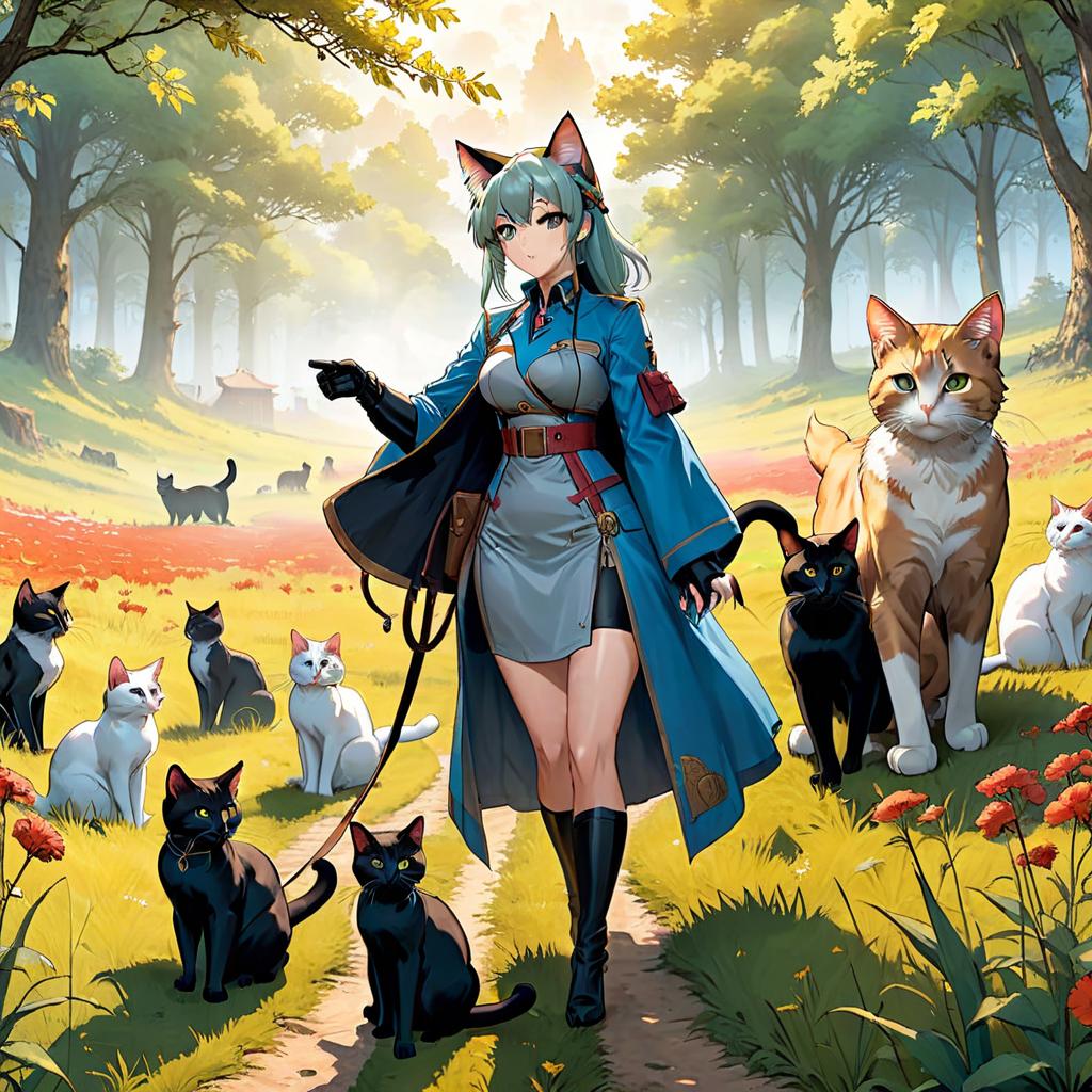  anime artwork There are a lot of cats in the field . anime style, key visual, vibrant, studio anime, highly detailed, on parchment hyperrealistic, full body, detailed clothing, highly detailed, cinematic lighting, stunningly beautiful, intricate, sharp focus, f/1. 8, 85mm, (centered image composition), (professionally color graded), ((bright soft diffused light)), volumetric fog, trending on instagram, trending on tumblr, HDR 4K, 8K