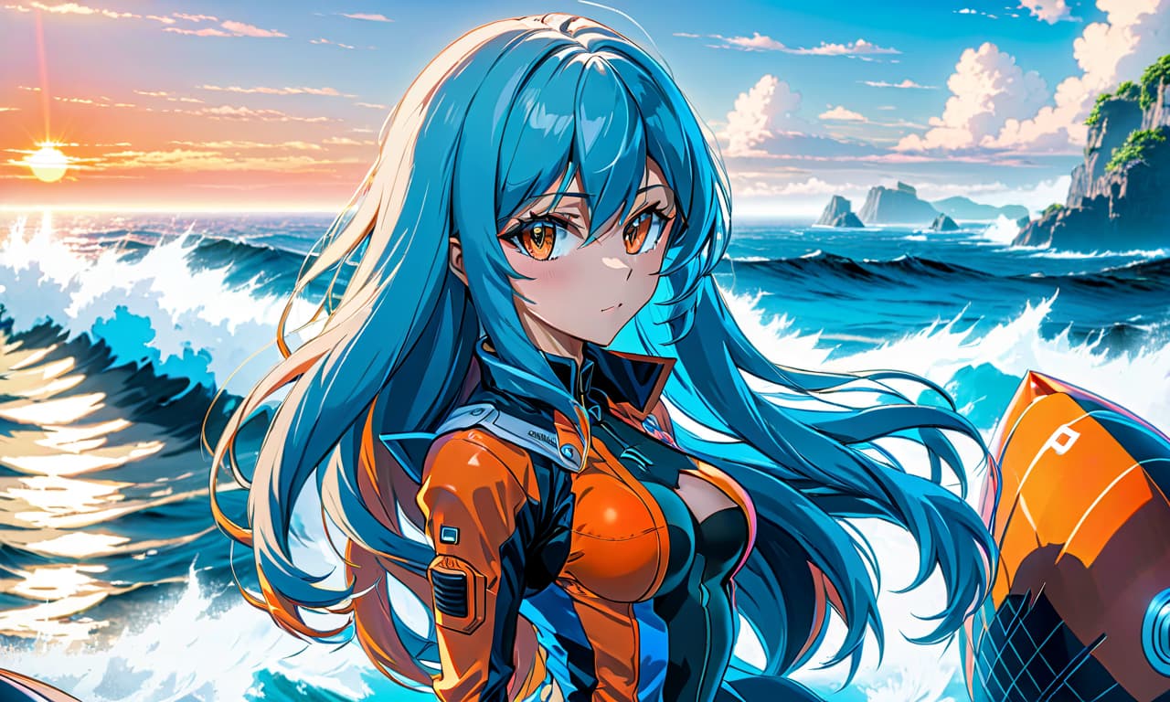  anime artwork Cartoon about the sea Orange and blue tints . anime style, key visual, vibrant, studio anime, highly detailed, STICKER hyperrealistic, full body, detailed clothing, highly detailed, cinematic lighting, stunningly beautiful, intricate, sharp focus, f/1. 8, 85mm, (centered image composition), (professionally color graded), ((bright soft diffused light)), volumetric fog, trending on instagram, trending on tumblr, HDR 4K, 8K