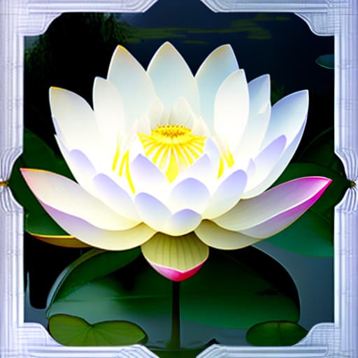 estilovintedois Image of 1 white transparency lotus flower in heaven with serenity tone and holy spirituality mood lots of ray above