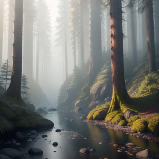  Draw a natural landscape with a forest visible hyperrealistic, full body, detailed clothing, highly detailed, cinematic lighting, stunningly beautiful, intricate, sharp focus, f/1. 8, 85mm, (centered image composition), (professionally color graded), ((bright soft diffused light)), volumetric fog, trending on instagram, trending on tumblr, HDR 4K, 8K