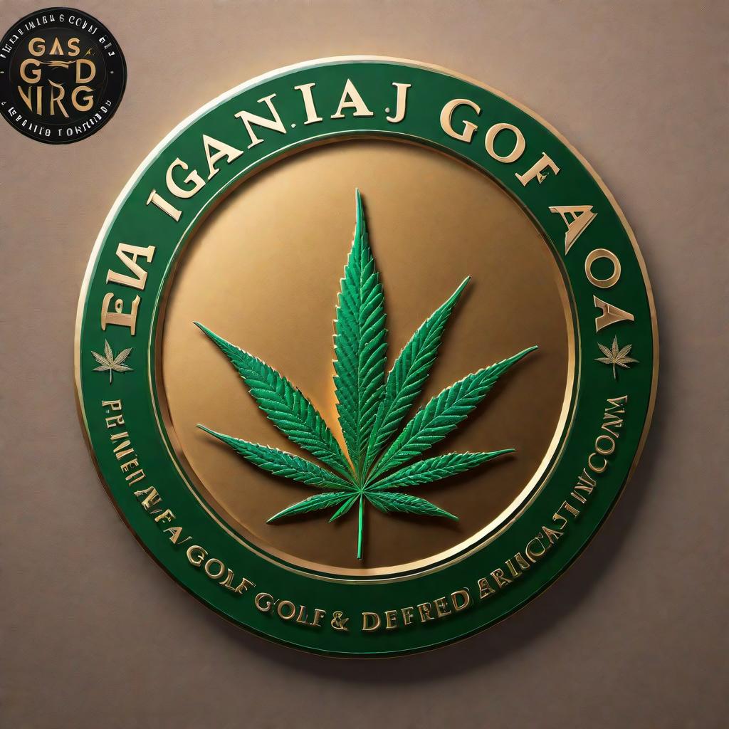  A logo for the Ganja Golf Association (GGA). The logo should incorporate elements of both golf and cannabis. Emphasize the idea that 'Golf and weed are made for each other.' Use green colors and ensure it looks professional and appealing. Include the abbreviation 'GGA' prominently in the design. hyperrealistic, full body, detailed clothing, highly detailed, cinematic lighting, stunningly beautiful, intricate, sharp focus, f/1. 8, 85mm, (centered image composition), (professionally color graded), ((bright soft diffused light)), volumetric fog, trending on instagram, trending on tumblr, HDR 4K, 8K