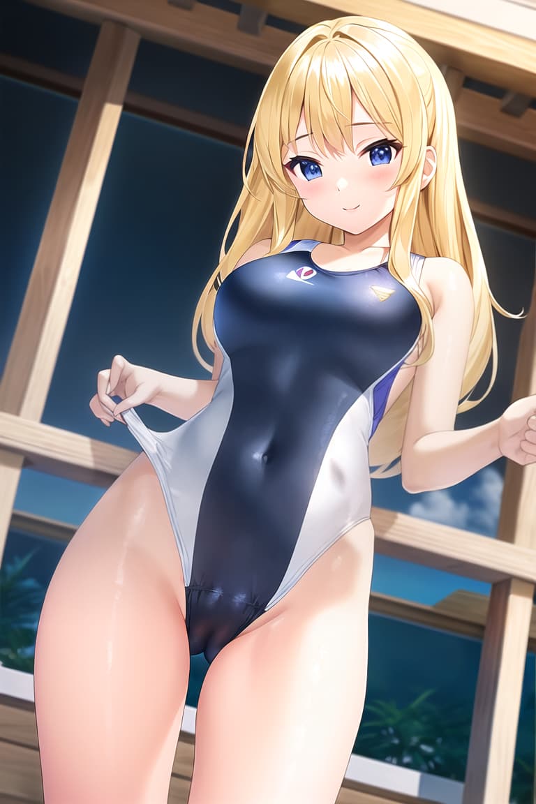  master piece , best quality,Girl Blonde Swimsuit