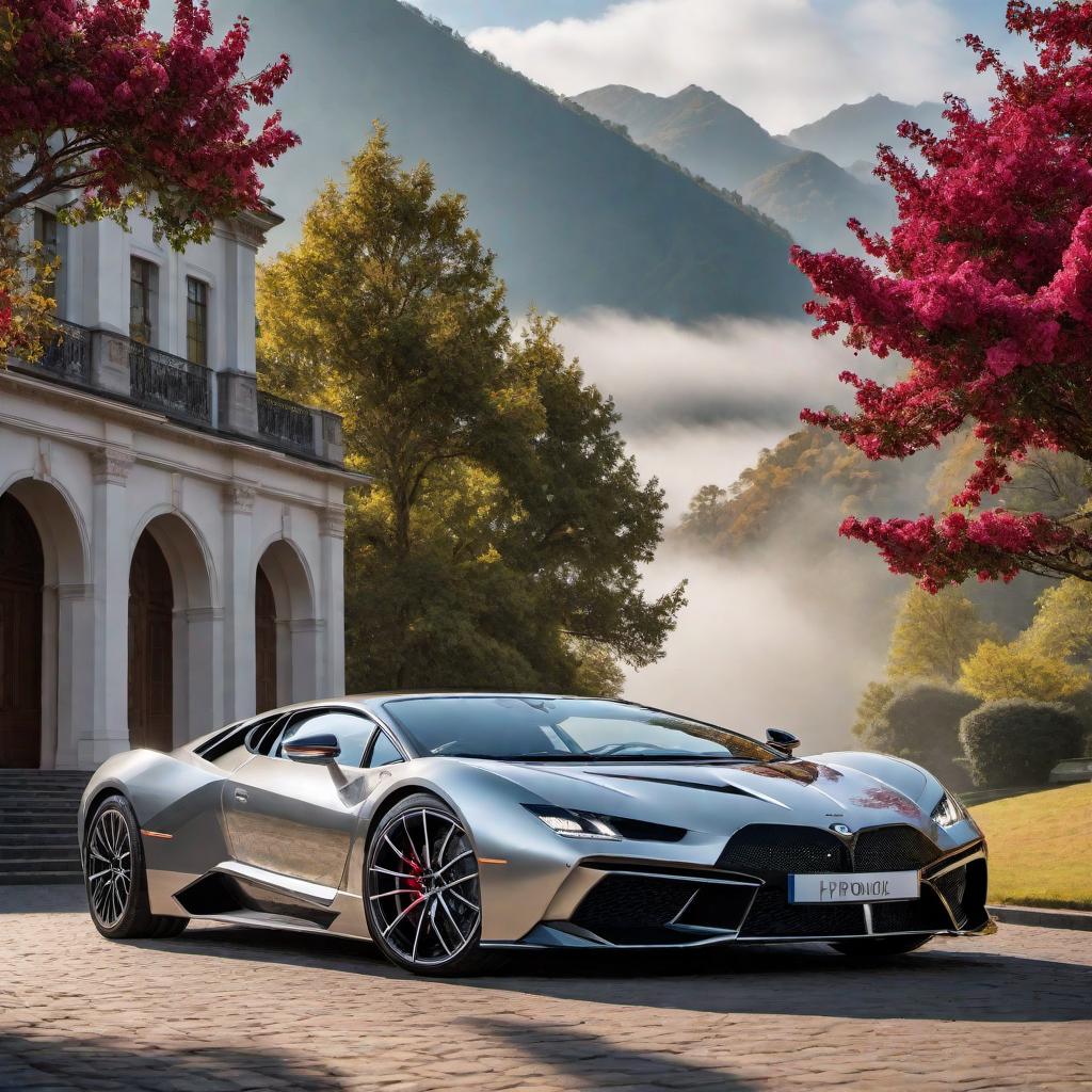  A background scene featuring a luxurious car with large, sparkling diamonds prominently displayed in the foreground. The car should look elegant and high-end, while the diamonds should appear radiant and eye-catching, dominating the view near the front of the image. hyperrealistic, full body, detailed clothing, highly detailed, cinematic lighting, stunningly beautiful, intricate, sharp focus, f/1. 8, 85mm, (centered image composition), (professionally color graded), ((bright soft diffused light)), volumetric fog, trending on instagram, trending on tumblr, HDR 4K, 8K