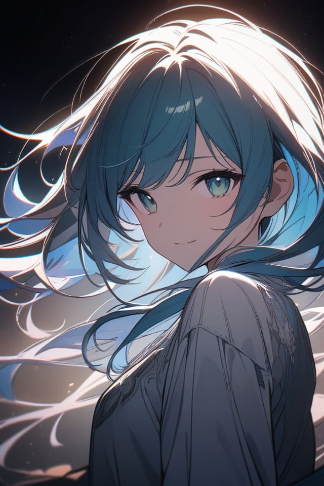  a beautiful blue haired girl,long messy hair,ultra detailed,best shadow,beautiful detailed deep green eyes,cute and beautiful face,shy smile,white shirt,upper body view,colorful,(masterpiece:1.2),(best quality:1.2),detailed background,high contrast,(best illumination,an extremely delicate and beautiful),((cinematic light)),hyper detail,dramatic light,intricate details,8k,anime,very aesthetic,, masterpiece, best quality,8k,ultra detailed,high resolution,an extremely delicate and beautiful,hyper detail