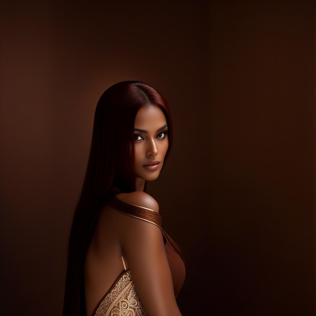  A slim, tall, tanned girl with red brown skin, waist long auburn hair, and dark brown eyes. Her clothing is monastic attire in brown tones. hyperrealistic, full body, detailed clothing, highly detailed, cinematic lighting, stunningly beautiful, intricate, sharp focus, f/1. 8, 85mm, (centered image composition), (professionally color graded), ((bright soft diffused light)), volumetric fog, trending on instagram, trending on tumblr, HDR 4K, 8K