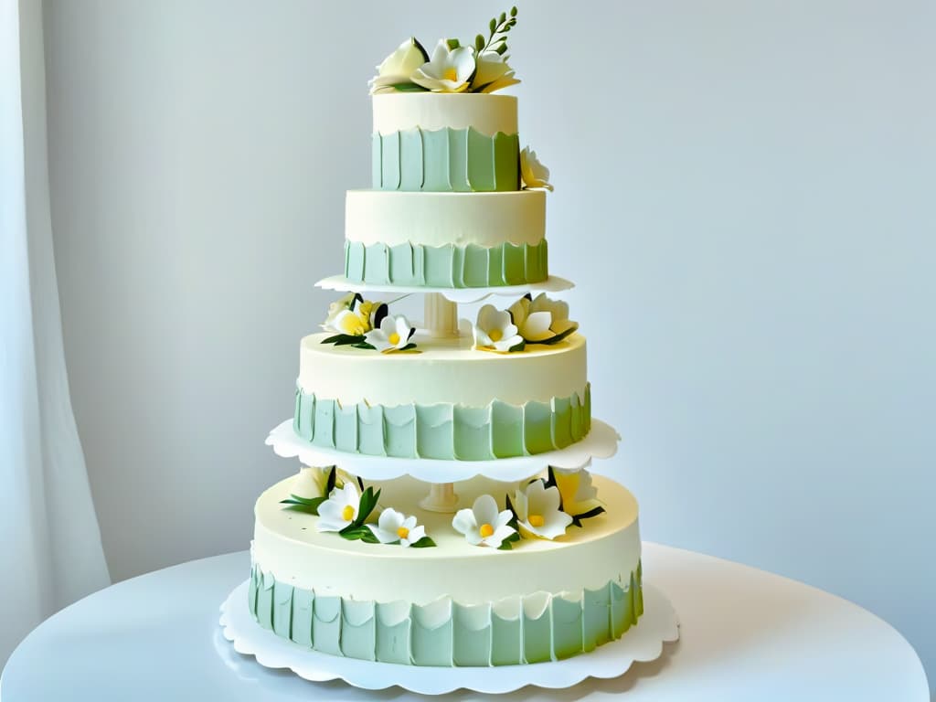  An ultradetailed image of a meticulously crafted, intricately designed wedding cake, showcasing delicate sugar flowers, ornate icing details, and elegant tiers, set against a clean, white background. The cake exudes sophistication and artistry, with each element showcasing the precision and skill of a master pastry chef. hyperrealistic, full body, detailed clothing, highly detailed, cinematic lighting, stunningly beautiful, intricate, sharp focus, f/1. 8, 85mm, (centered image composition), (professionally color graded), ((bright soft diffused light)), volumetric fog, trending on instagram, trending on tumblr, HDR 4K, 8K