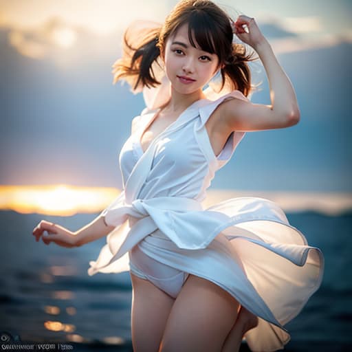  Smile, sailor suit, jump, (Masterpiece, BestQuality:1.3), (ultra detailed:1.2), (hyperrealistic:1.3), (RAW photo:1.2),High detail RAW color photo, professional photograph, (Photorealistic:1.4), (realistic:1.4), ,professional lighting, (japanese), beautiful face, (realistic face)