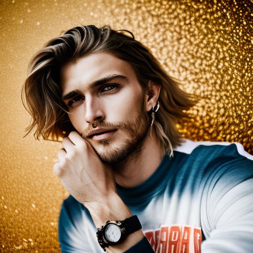 portrait+ style Russian queer supermodel blonde hunk dude face