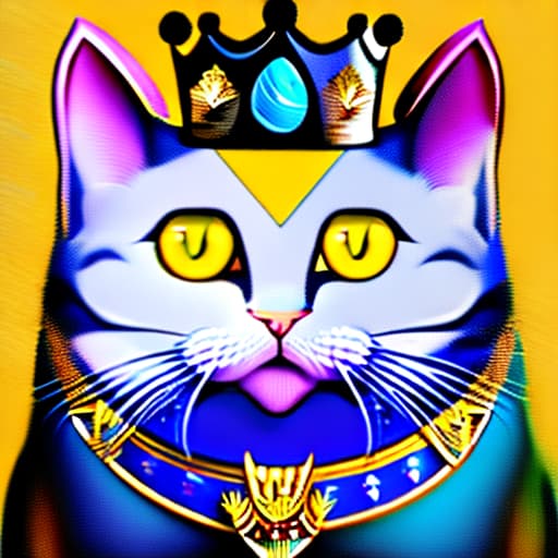  A blue cat with a gold head and a crown on it IBRO