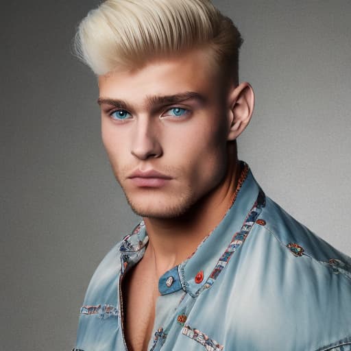 portrait+ style Russian queer junior IFBB blonde hunk dude face