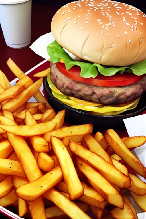  Burger with French fries