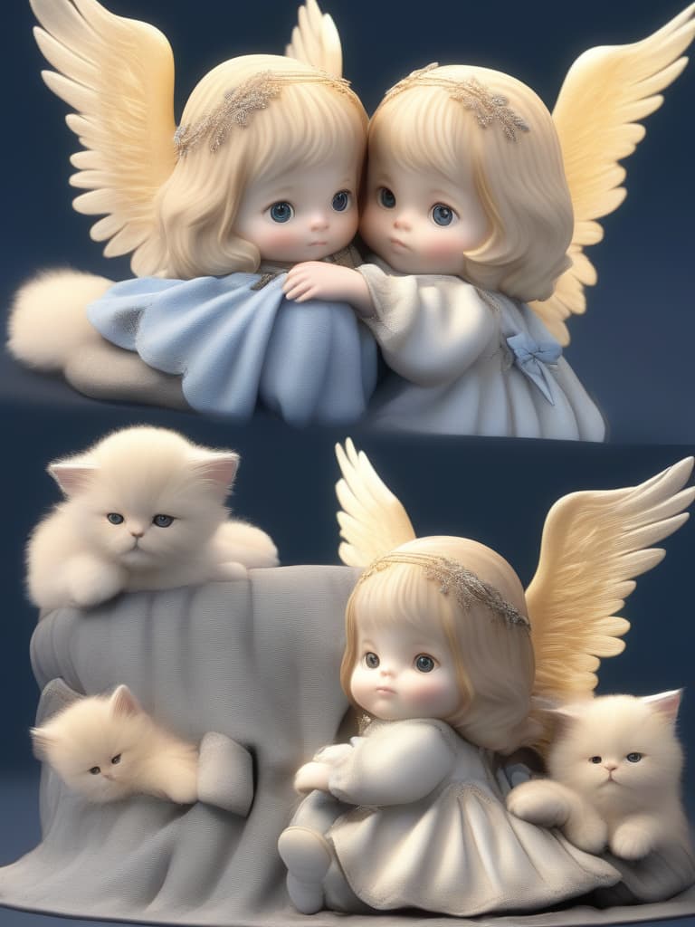  Angel's rest, muffs, holding a Mofumofu cat, the angel, cute, masterpiece, best quality,8k,ultra detailed,high resolution,an extremely delicate and beautiful,hyper detail