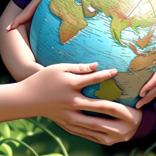  Caring for nature, hands holding the globe