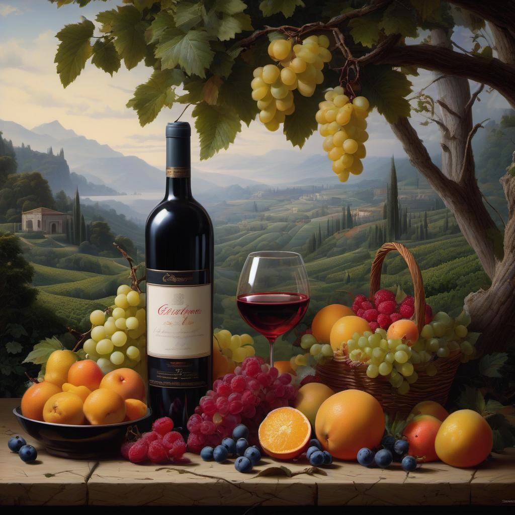  concept art Fruit and wine still life, by Catherine Abel, Caspar David Friedrich, Leonardo da Vinci, Artgerm, Intricate, Elegant, Digital Illustration, Scenic, Hyper Realistic, Hyper Detailed, 16k, Sharp Focus, Artstation . digital artwork, illustrative, painterly, matte painting, highly detailed hyperrealistic, full body, detailed clothing, highly detailed, cinematic lighting, stunningly beautiful, intricate, sharp focus, f/1. 8, 85mm, (centered image composition), (professionally color graded), ((bright soft diffused light)), volumetric fog, trending on instagram, trending on tumblr, HDR 4K, 8K