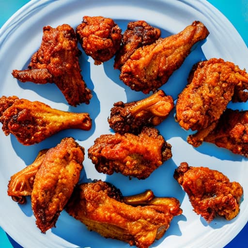  fried chicken wings hyperrealistic, full body, detailed clothing, highly detailed, cinematic lighting, stunningly beautiful, intricate, sharp focus, f/1. 8, 85mm, (centered image composition), (professionally color graded), ((bright soft diffused light)), volumetric fog, trending on instagram, trending on tumblr, HDR 4K, 8K