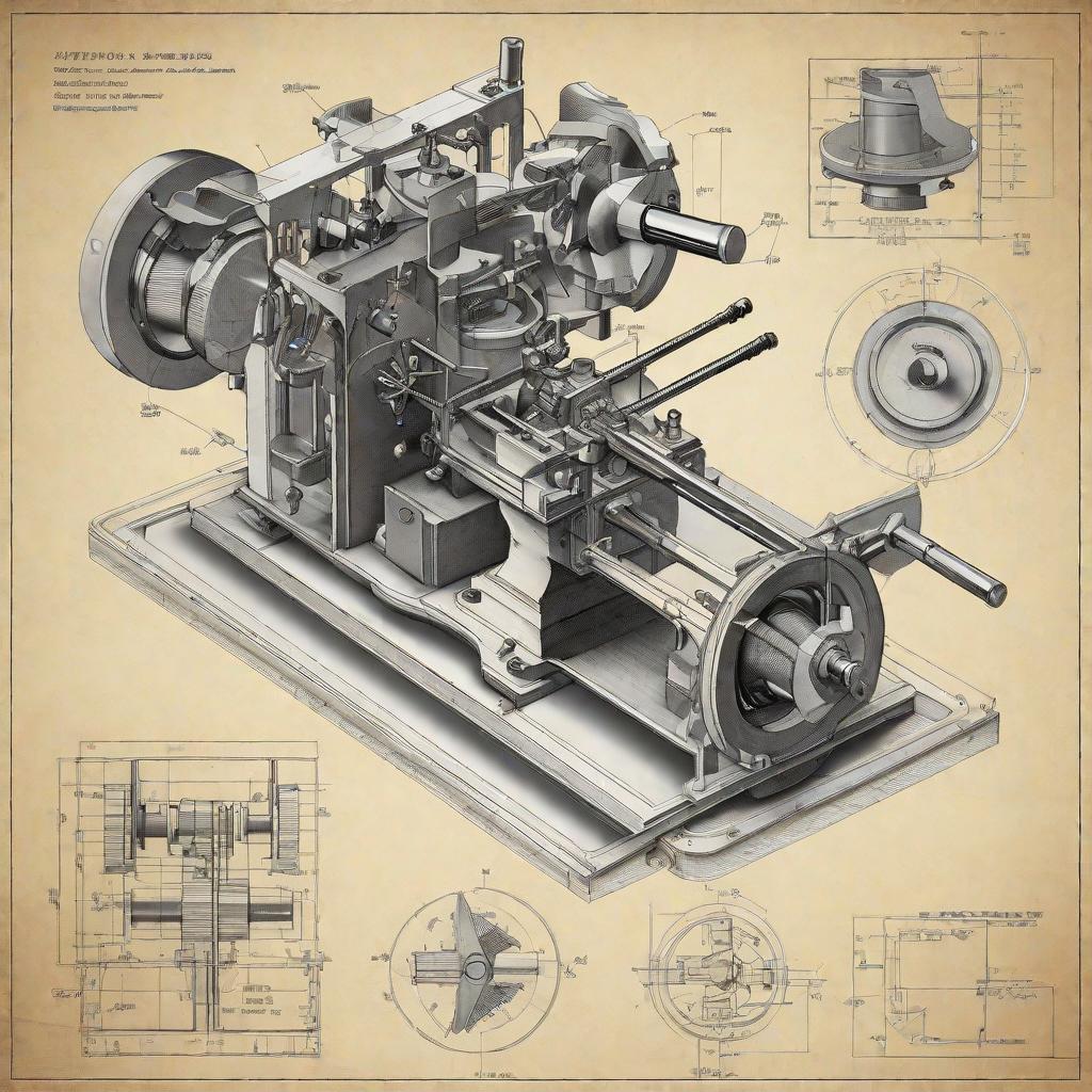  masterpiece, best quality,Draw a diagram of a screw machine