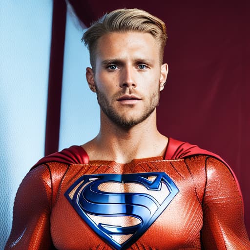 portrait+ style dc superhero queer blonde hunk dude face