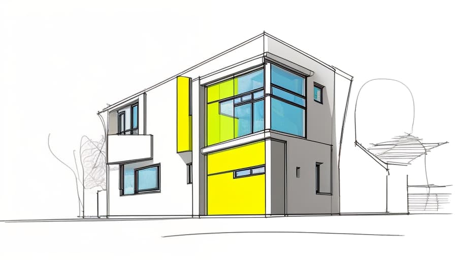  Modern exterior architecture modern 3 storey house, daylight, bright colors in harmony with the surrounding landscape