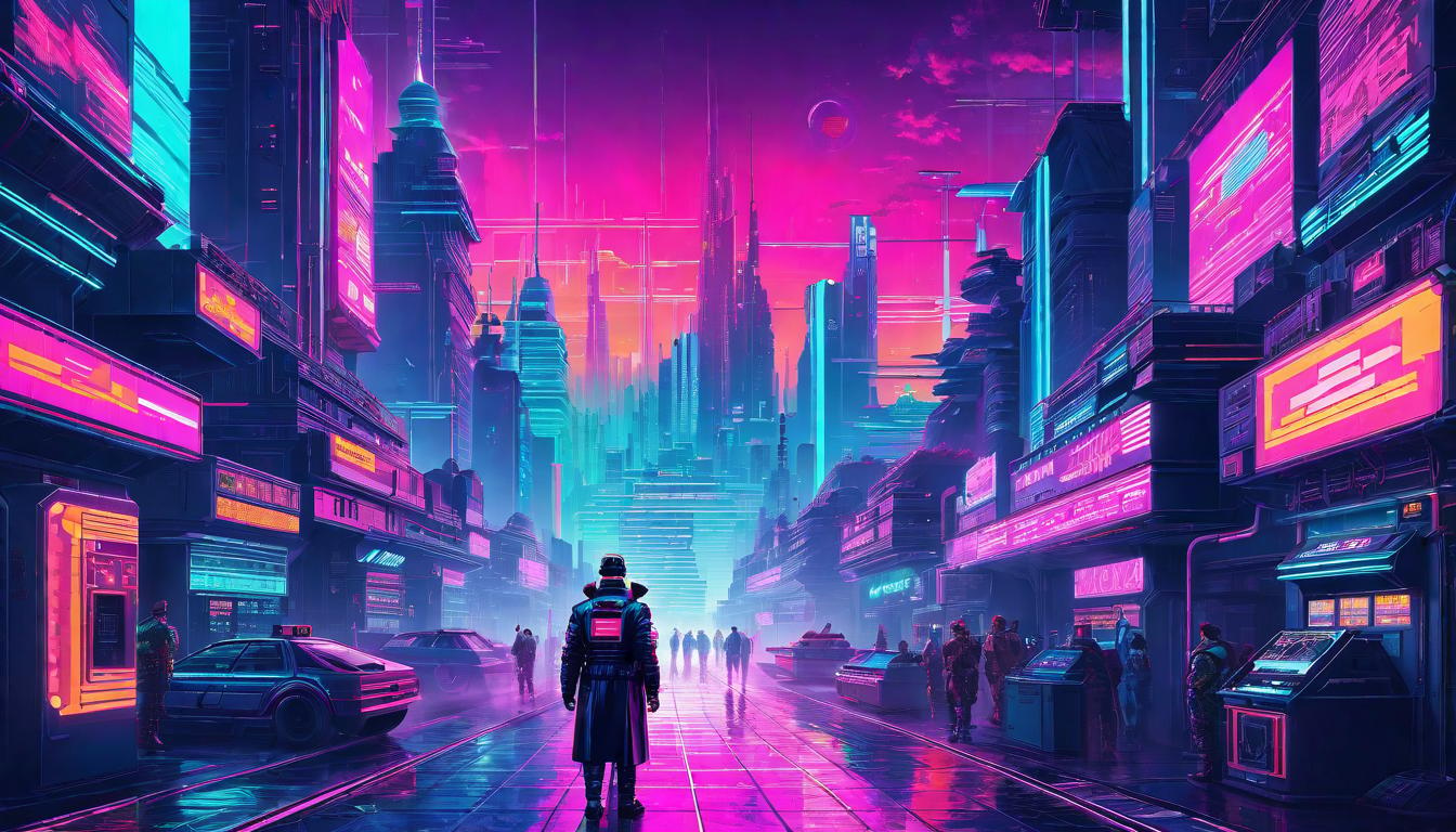  vaporwave,cyberpunk game style Commanding respect, aura of admiration, majestic and awe inspiringeon, dystopian, futuristic, digital, vibrant, detailed, high contrast, reminiscent of cyberpunk genre video games,retro aesthetic, cyberpunk, vibrant, neon colors, vintage 80s and 90s style, highly detailed