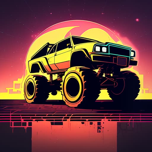 nvinkpunk Cute sticker vector art of a monster truck  hyperrealistic, full body, detailed clothing, highly detailed, cinematic lighting, stunningly beautiful, intricate, sharp focus, f/1. 8, 85mm, (centered image composition), (professionally color graded), ((bright soft diffused light)), volumetric fog, trending on instagram, trending on tumblr, HDR 4K, 8K