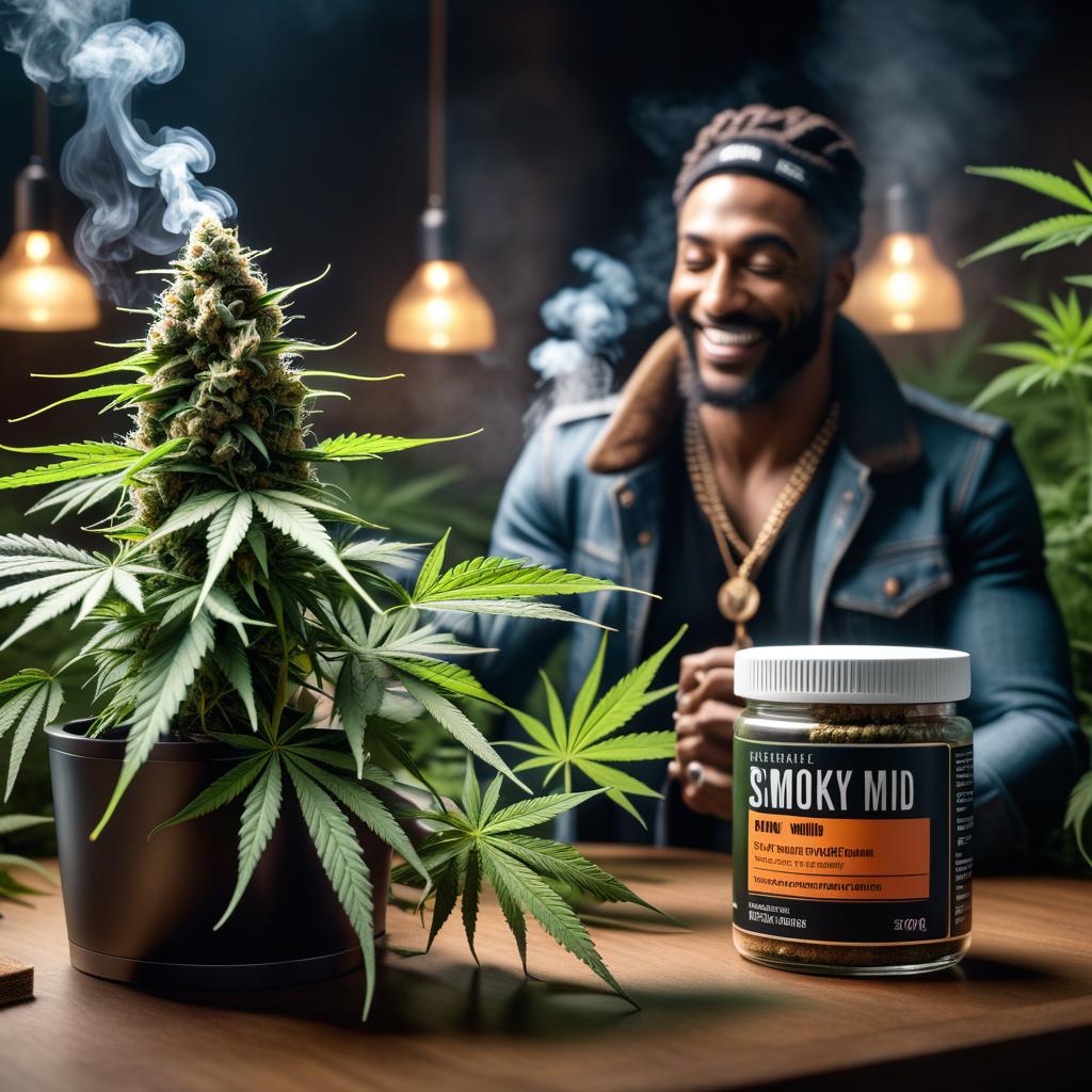  Two cannabis pots, they smoke big joints and laugh. In the background, a "Smoky Mind" cannabis package. hyperrealistic, full body, detailed clothing, highly detailed, cinematic lighting, stunningly beautiful, intricate, sharp focus, f/1. 8, 85mm, (centered image composition), (professionally color graded), ((bright soft diffused light)), volumetric fog, trending on instagram, trending on tumblr, HDR 4K, 8K