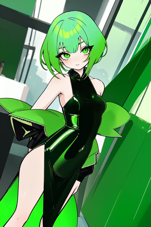  Green hair character glossy woman prostitute