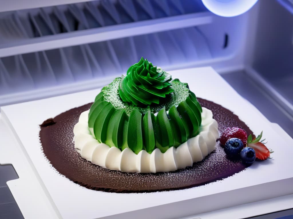  An ultradetailed 8k image of a sleek, modern 3D printer creating a intricate and delicate dessert masterpiece, showcasing the precision and artistry of 3D printed desserts. The dessert design should be visually stunning, with intricate details that highlight the capabilities of 3D printing technology in the culinary world. hyperrealistic, full body, detailed clothing, highly detailed, cinematic lighting, stunningly beautiful, intricate, sharp focus, f/1. 8, 85mm, (centered image composition), (professionally color graded), ((bright soft diffused light)), volumetric fog, trending on instagram, trending on tumblr, HDR 4K, 8K