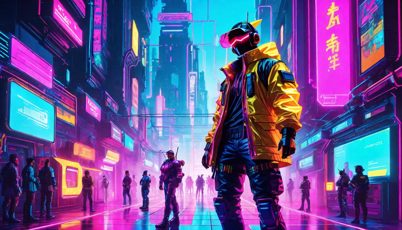  vaporwave,cyberpunk game style Figures drawn towards a glowing figure in the center, soft light piercing through darkness, beacon of empathy, gathering of the troubled, warm ambianceeon, dystopian, futuristic, digital, vibrant, detailed, high contrast, reminiscent of cyberpunk genre video games,retro aesthetic, cyberpunk, vibrant, neon colors, vintage 80s and 90s style, highly detailed