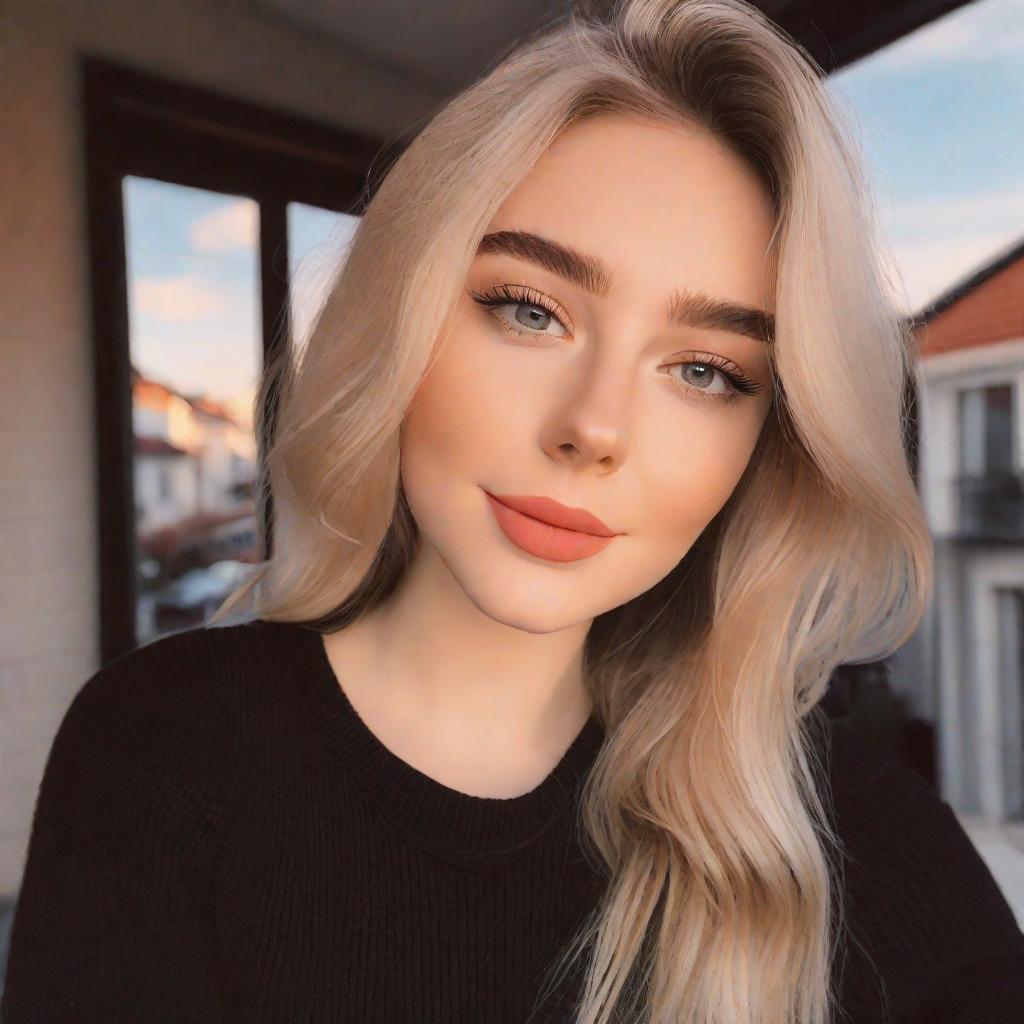  instagram photo, portrait photo of 23 y.o chloe in black sweater, (cleavage:1.2), pale skin, (smile:0.4), cozy, natural skin, soft lighting, (cinematic, film grain:1.1)negative (worst quality, low quality, illustration, 3d, 2d, painting, cartoons, sketch), open mouth, cute, hyper detail, full HD hyperrealistic, full body, detailed clothing, highly detailed, cinematic lighting, stunningly beautiful, intricate, sharp focus, f/1. 8, 85mm, (centered image composition), (professionally color graded), ((bright soft diffused light)), volumetric fog, trending on instagram, trending on tumblr, HDR 4K, 8K