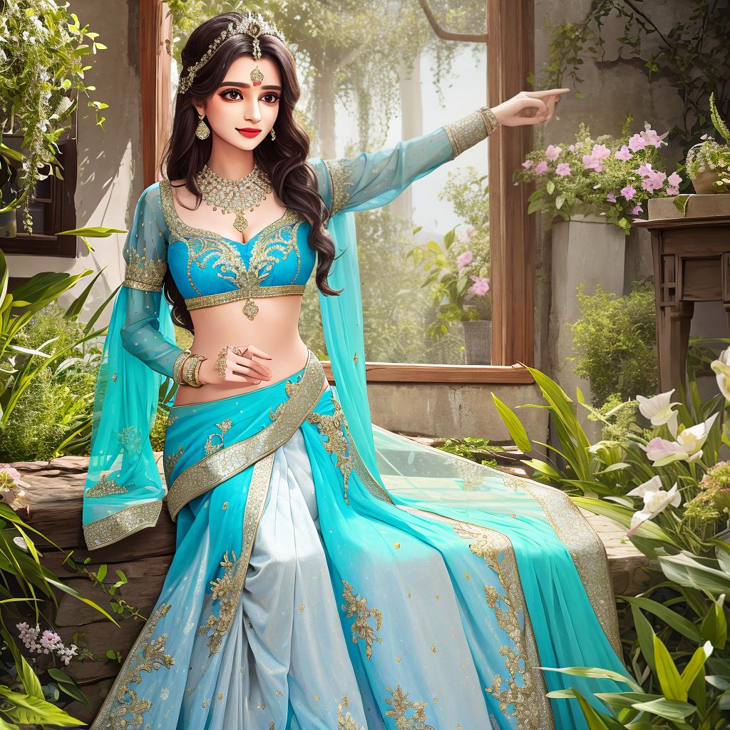  masterpiece, best quality,fairytale half saree,