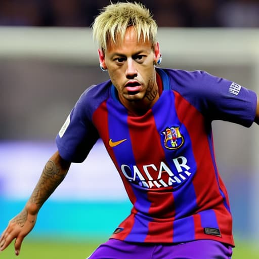  Neymar jr wearing a purple jersey and dribbling a football