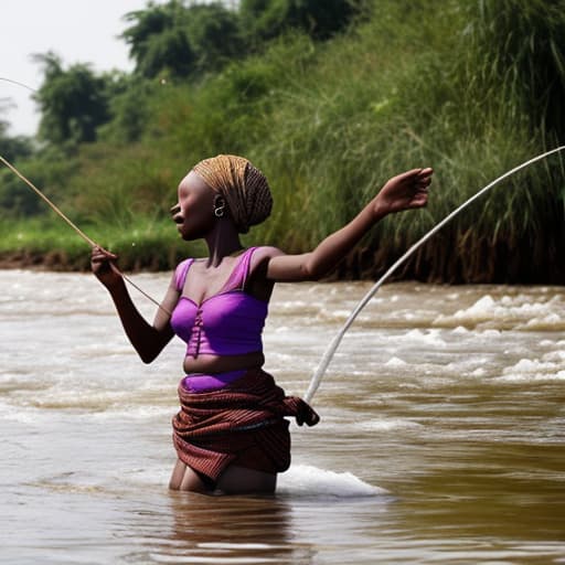  african woman's nose sticking from the water of the river