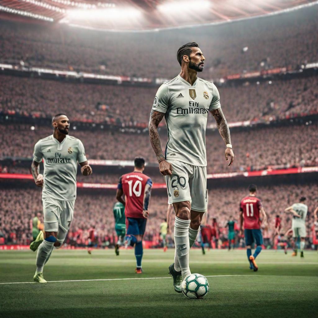  Quien ganara la champions league? hyperrealistic, full body, detailed clothing, highly detailed, cinematic lighting, stunningly beautiful, intricate, sharp focus, f/1. 8, 85mm, (centered image composition), (professionally color graded), ((bright soft diffused light)), volumetric fog, trending on instagram, trending on tumblr, HDR 4K, 8K