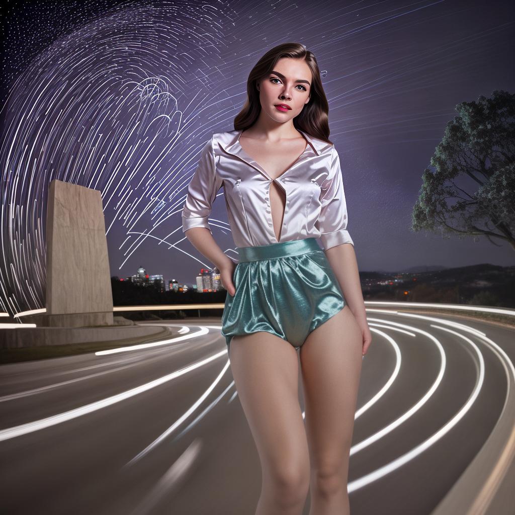 a woman in the style of Vorticism Light Trails Supernatural satin Vorticism Granite Collage Cotton