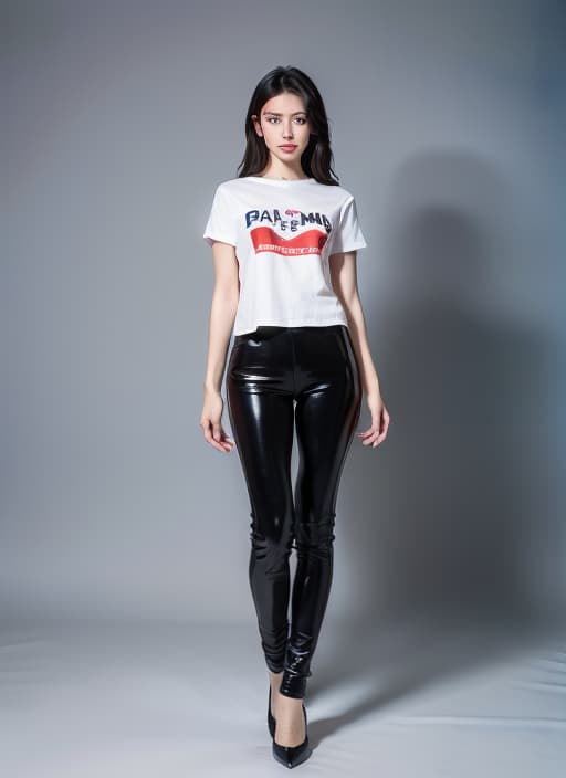  Full body shot, RAW Photo: a woman wear a black vaditim studios t shirt, Medium shot, highly detailed glossy eyes, high detailed skin, ADVERTISING PHOTO, high quality, ultrahigh resolution, highly detailed, (sharp focus), masterpiece