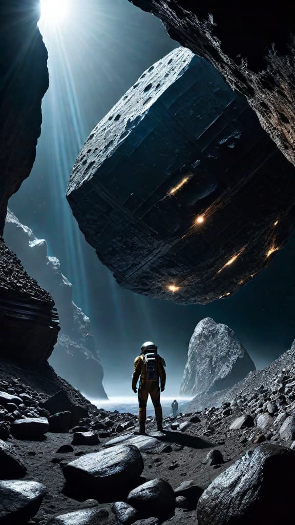  (A dark, cavernous asteroid field in the depths of space. Amidst the floating rocks, an ancient, pulsating alien artifact emerges, glowing with an otherworldly energy. The artifact is partially obscured by the surrounding debris, hinting at the secrets it holds within.) hyperrealistic, full body, detailed clothing, highly detailed, cinematic lighting, stunningly beautiful, intricate, sharp focus, f/1. 8, 85mm, (centered image composition), (professionally color graded), ((bright soft diffused light)), volumetric fog, trending on instagram, trending on tumblr, HDR 4K, 8K