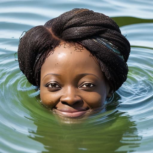  african woman's head drowning in the lake