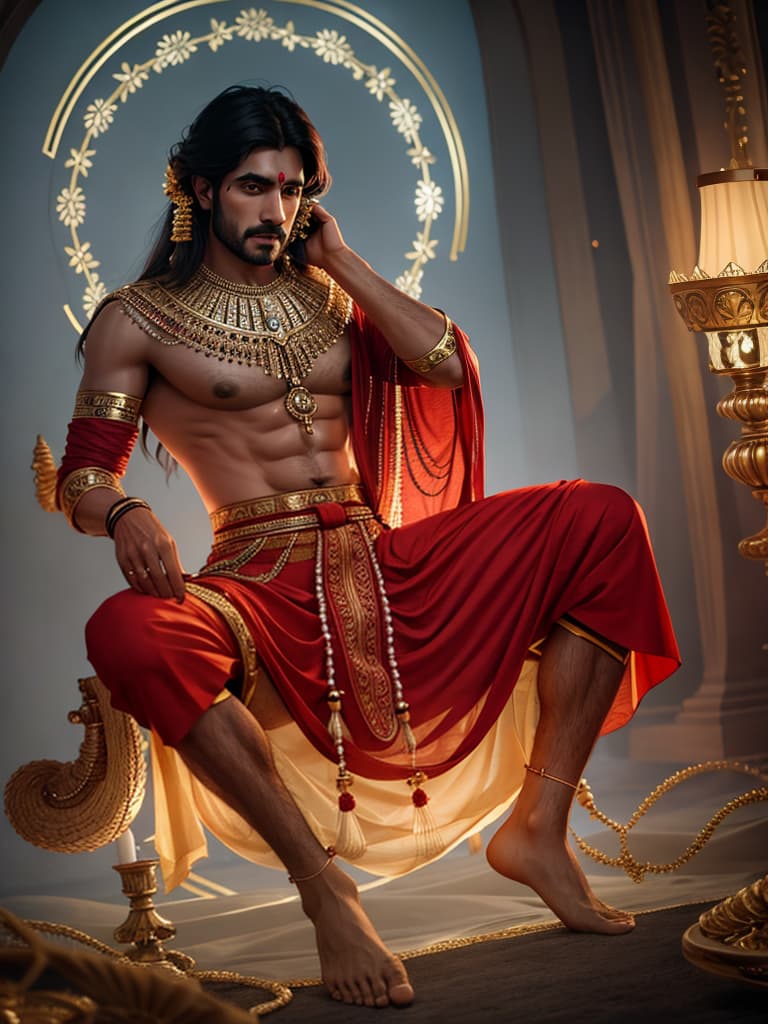  Evil Hindu Man hyperrealistic, full body, detailed clothing, highly detailed, cinematic lighting, stunningly beautiful, intricate, sharp focus, f/1. 8, 85mm, (centered image composition), (professionally color graded), ((bright soft diffused light)), volumetric fog, trending on instagram, trending on tumblr, HDR 4K, 8K