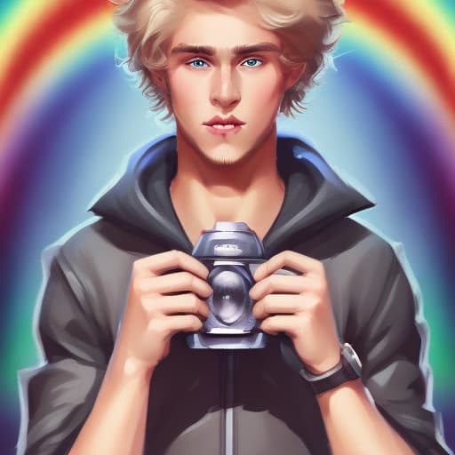 portrait+ style russian homosexual queer youtuber blonde very cute dude face