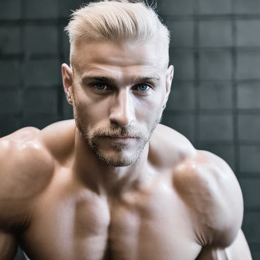 portrait+ style russian queer fitness model blonde very cute dilf dude face