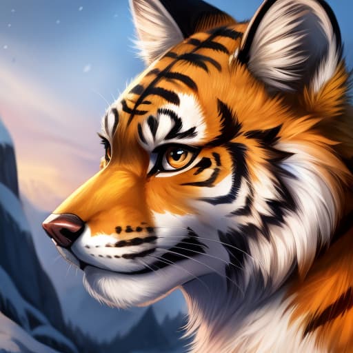  a fox tiger hybrid, open eyes, digital art, masterpiece, 4k, fine details,