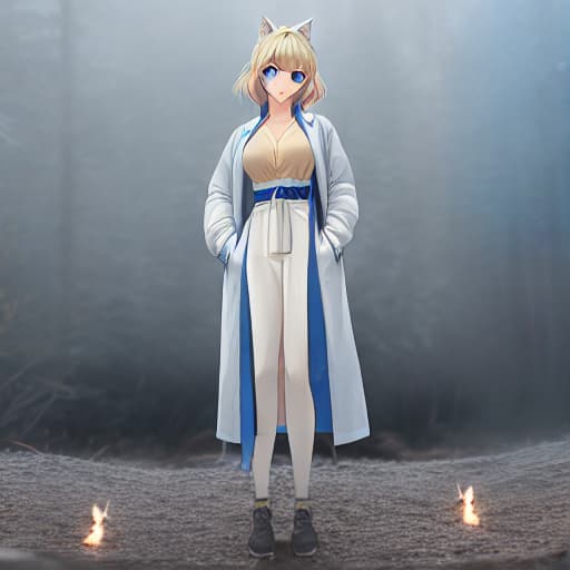  a anime girl with blond hair,blue eyes,wolf cut hair style,and some tomboy clothes hyperrealistic, full body, detailed clothing, highly detailed, cinematic lighting, stunningly beautiful, intricate, sharp focus, f/1. 8, 85mm, (centered image composition), (professionally color graded), ((bright soft diffused light)), volumetric fog, trending on instagram, trending on tumblr, HDR 4K, 8K