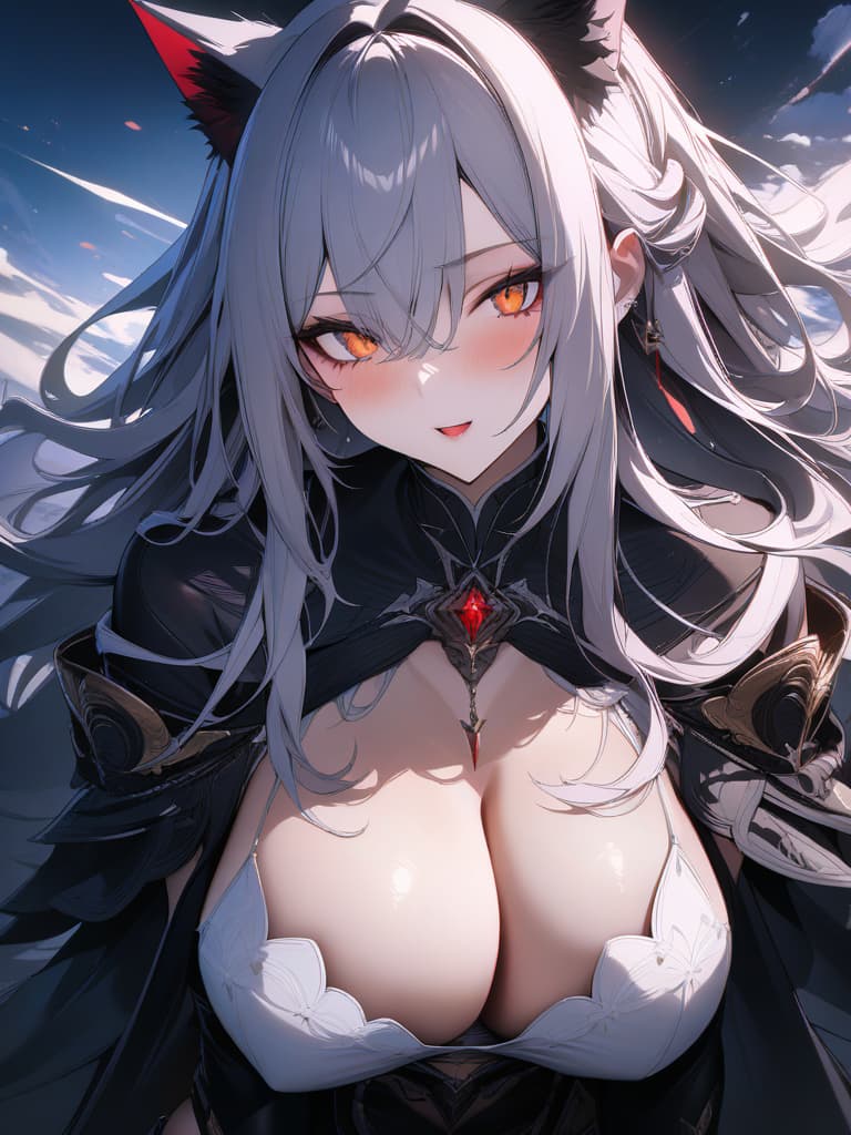  glowing golden eyes black vampire girl、white skin、BREAK、red wolf、best quality:1.4、masterpiece:1.4、ultra detailed texture、absurd resolution、8K illustration、💩、💩、💩、💩、💩、, masterpiece, best quality,8k,ultra detailed,high resolution,an extremely delicate and beautiful,hyper detail hyperrealistic, full body, detailed clothing, highly detailed, cinematic lighting, stunningly beautiful, intricate, sharp focus, f/1. 8, 85mm, (centered image composition), (professionally color graded), ((bright soft diffused light)), volumetric fog, trending on instagram, trending on tumblr, HDR 4K, 8K