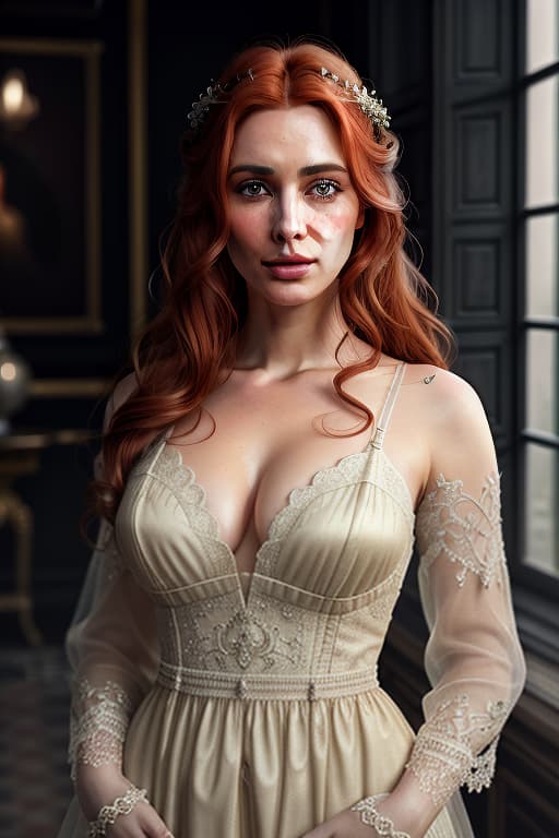  close up of a european woman, ginger hair, antique room , natural skin texture, 24mm, 4k textures, soft cinematic light, RAW photo, photorealism, photorealistic, intricate, elegant, highly detailed, sharp focus, ((((cinematic look)))), soothing tones, insane details, intricate details, hyperdetailed, low contrast, soft cinematic light, dim colors, exposure blend, hdr, faded hyperrealistic, full body, detailed clothing, highly detailed, cinematic lighting, stunningly beautiful, intricate, sharp focus, f/1. 8, 85mm, (centered image composition), (professionally color graded), ((bright soft diffused light)), volumetric fog, trending on instagram, trending on tumblr, HDR 4K, 8K